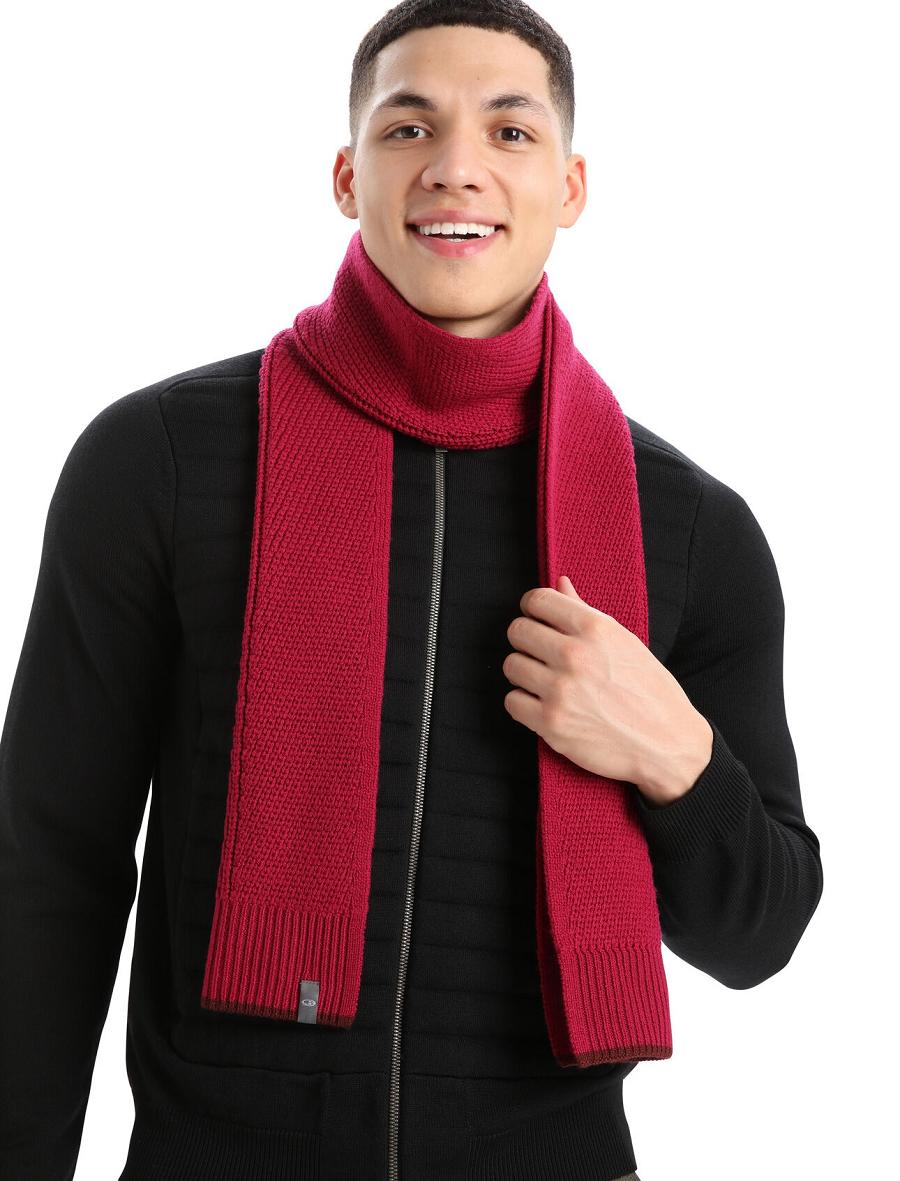 Cherry / Espresso Men\'s Icebreaker Unisex Merino Waypoint Scarves | USA 1067GSOL